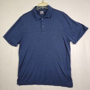32 Degree Cool Polo Shirt Mens Large Solid Blue Short Sleeve Polyester Blend